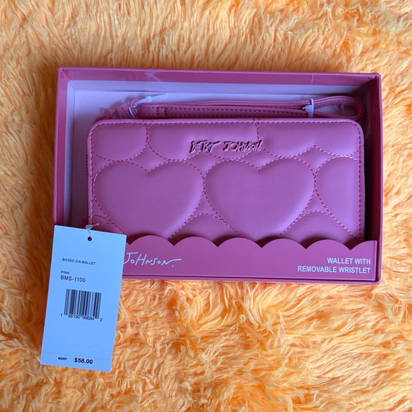 Betsey Johnson Handbags - Betsey Johnson Pink Quilted Heart Wallet